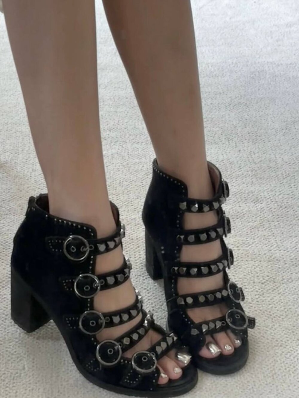 Edgy Gothic Punk Open Toe Heels - Picture 4 of 5